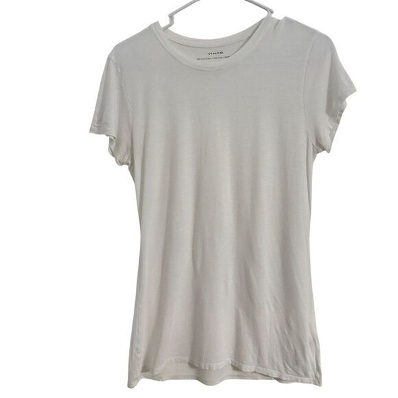 $90 Vince Women's White Short Sleeve Pullover Solid Crewneck Tee T-Shirt Size M - Picture 1 of 5